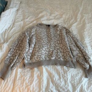 Express Light Gray Animal Print Sweater